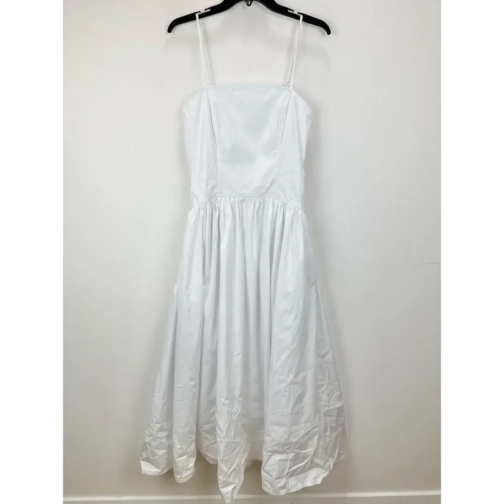 Madewell Poplin Seamed Maxi Dress A Line Minimalist Cotton White US 4 NWT - Picture 7 of 14